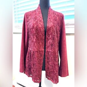 NWT Chicos Burgundy Lace Women's Jacket